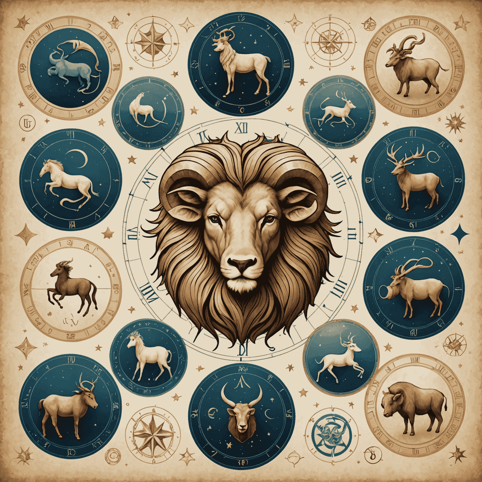 Ilustracja pokazująca kompatybilność między różnymi znakami zodiaku